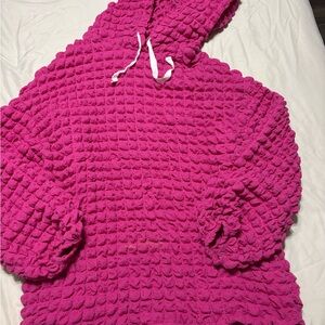 Cozy Pink Textured Hoodie for Women